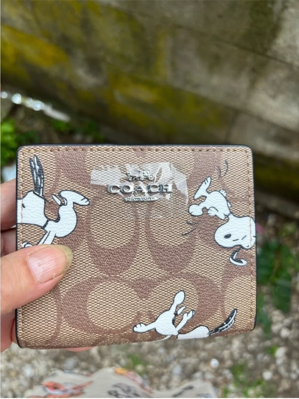 Coach Brown Signature Snoopy Compact Wallet